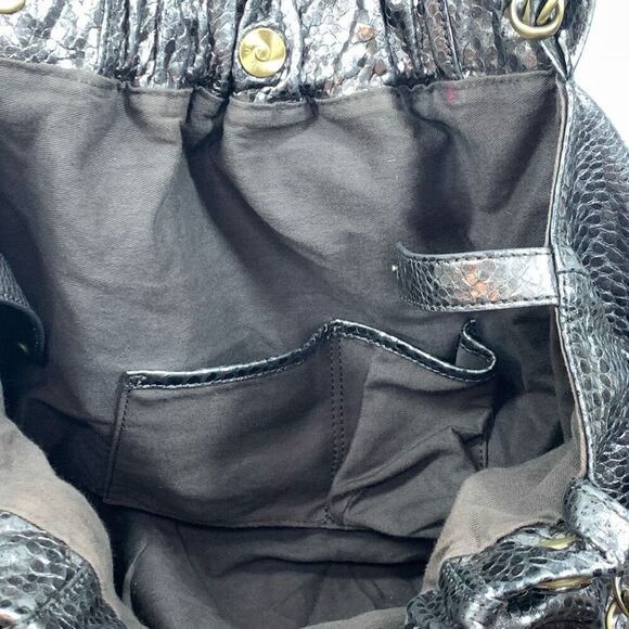 Cynthia Rowley Women's Metallic Snakeskin Pattern Gold Tone Hobo Bag Brown - Picture 10 of 11